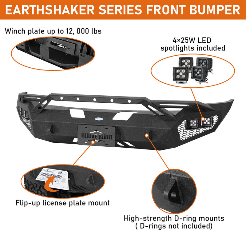 Load image into Gallery viewer, Hooke Road Aftermarket Front Bumper w/ Winch Plate & 4 × LED Lights for 2006-2008 Ram 1500 b6506ab 7
