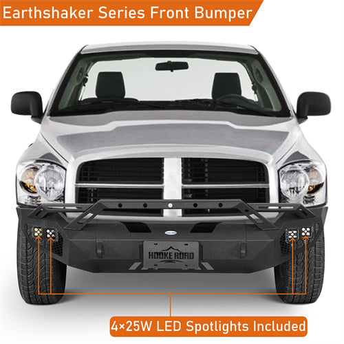 Load image into Gallery viewer, Hooke Road Aftermarket Front Bumper w/ Winch Plate & 4 × LED Lights for 2006-2008 Ram 1500 b6506ab 8