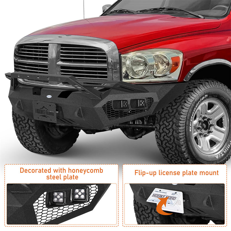Load image into Gallery viewer, Hooke Road Aftermarket Front Bumper w/ Winch Plate & 4 × LED Lights for 2006-2008 Ram 1500 b6506ab 8