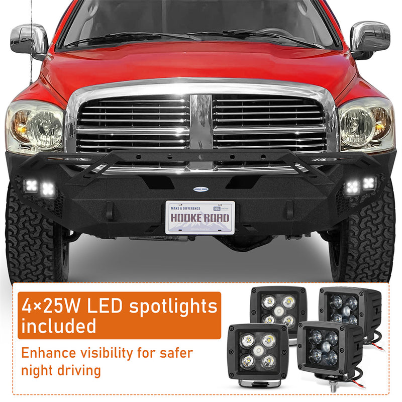 Load image into Gallery viewer, Hooke Road Aftermarket Front Bumper w/ Winch Plate & 4 × LED Lights for 2006-2008 Ram 1500 b6506ab 9