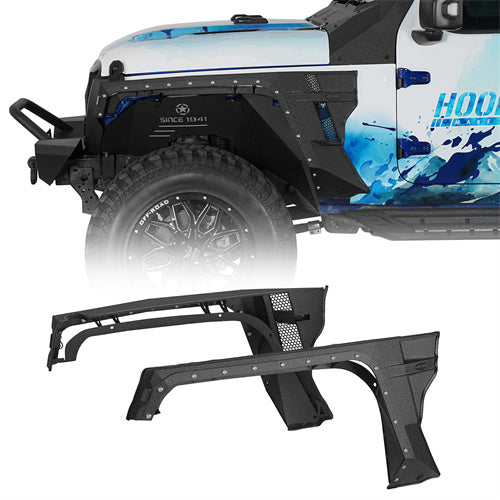 2018-2024 Jeep JL& JT Front Fender Flares Wheel Well Guards 4x4 Jeep Parts - Hooke Road b3054s 3