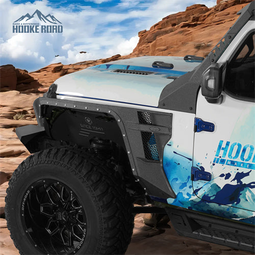 Load image into Gallery viewer, 2018-2024 Jeep JL& JT Front Fender Flares Wheel Well Guards 4x4 Jeep Parts - Hooke Road b3054s 5
