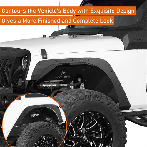 Load image into Gallery viewer, 2007-2018 Jeep Wrangler JK Front & Rear Fender Flare Kit Jeep JK Accessories - Hooke Road b2093s 13