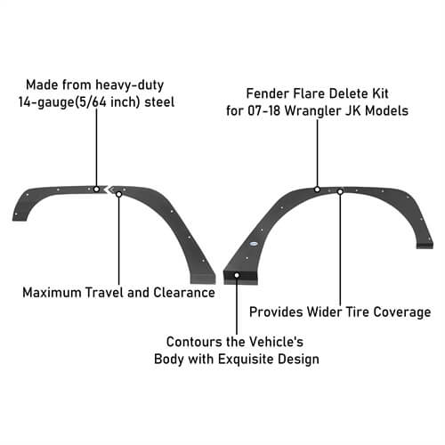 Load image into Gallery viewer, 2007-2018 Jeep Wrangler JK Front & Rear Fender Flare Kit Jeep JK Accessories - Hooke Road b2093s 16