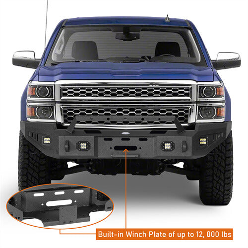 Load image into Gallery viewer, Hooke Road Aftermarket Full Width Front Bumper 4x4 Truck Parts For 2014-2015 Chevy Silverado 1500 b9028 13