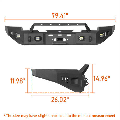 Load image into Gallery viewer, Hooke Road Aftermarket Full Width Front Bumper 4x4 Truck Parts For 2014-2015 Chevy Silverado 1500 b9028 19
