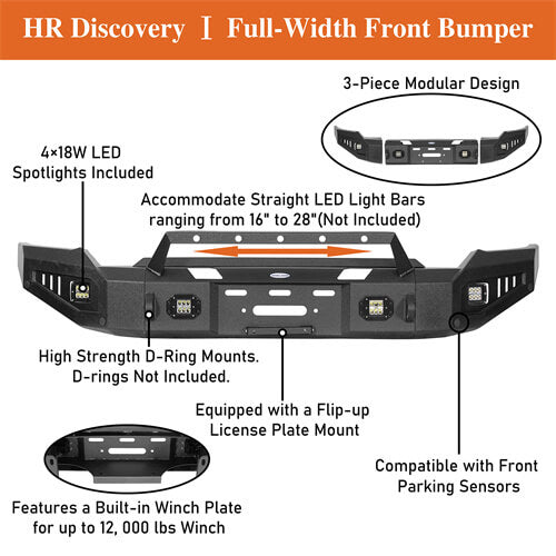 Load image into Gallery viewer, Aftermarket Full-Width GMC Sierra Front Bumper Pickup Truck Parts For 2020-2023 GMC Sierra 2500HD/3500HD - Hooke Road b9205 13