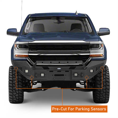 16-18 Silverado 1500 Aftermarket Full-Width Front Bumper w/ Winch Plate & LED Lights - Hooke Road b9026 10