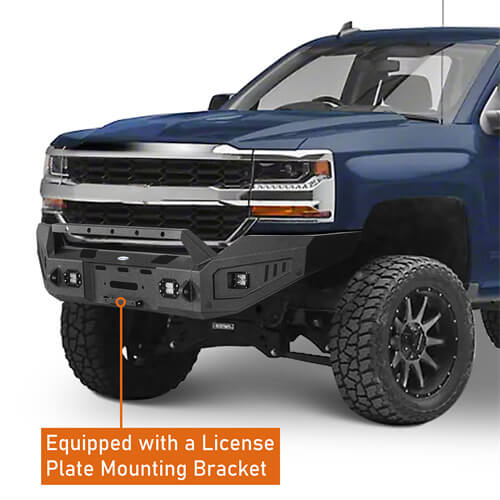 Load image into Gallery viewer, 16-18 Silverado 1500 Aftermarket Full-Width Front Bumper w/ Winch Plate & LED Lights - Hooke Road b9026 11