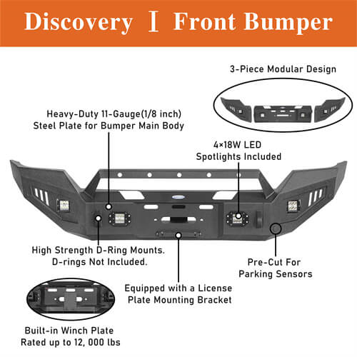 Load image into Gallery viewer, 16-18 Silverado 1500 Aftermarket Full-Width Front Bumper w/ Winch Plate & LED Lights - Hooke Road b9026 12