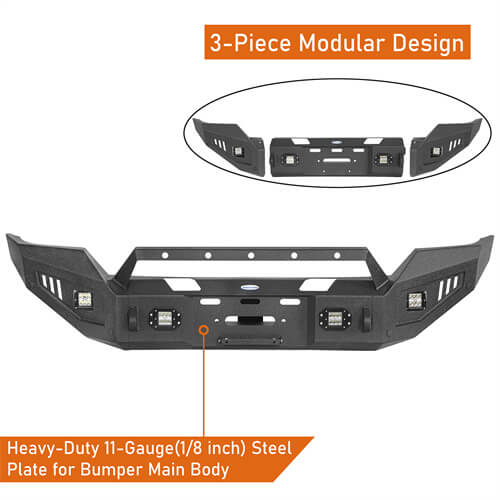 Load image into Gallery viewer, 16-18 Silverado 1500 Aftermarket Full-Width Front Bumper w/ Winch Plate & LED Lights - Hooke Road b9026 15