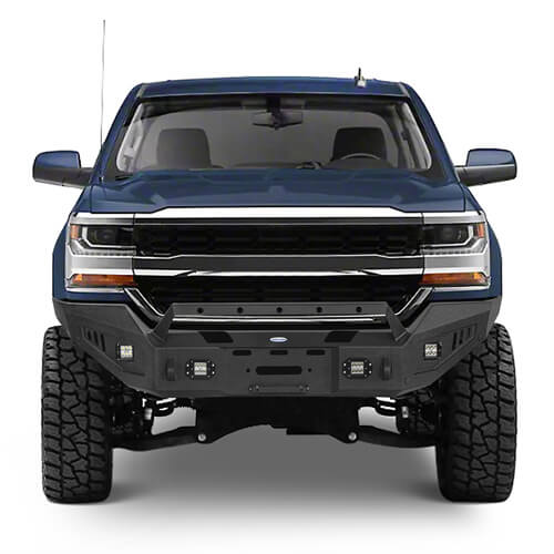 16-18 Silverado 1500 Aftermarket Full-Width Front Bumper w/ Winch Plate & LED Lights - Hooke Road b9026 5