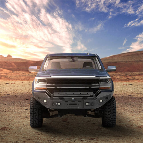 Load image into Gallery viewer, 16-18 Silverado 1500 Aftermarket Full-Width Front Bumper w/ Winch Plate & LED Lights - Hooke Road b9026 6