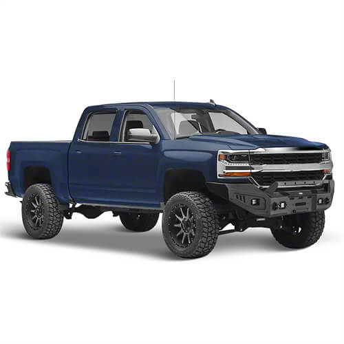 16-18 Silverado 1500 Aftermarket Full-Width Front Bumper w/ Winch Plate & LED Lights - Hooke Road b9026 7