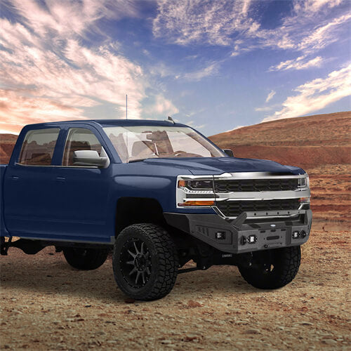 Load image into Gallery viewer, 16-18 Silverado 1500 Aftermarket Full-Width Front Bumper w/ Winch Plate & LED Lights - Hooke Road b9026 8