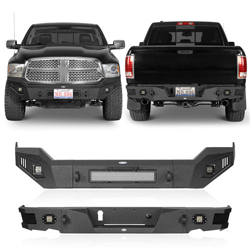 Full Width Front Bumper w/ LED Spotlights For 2013-2018 Dodge Ram 1500 (Excluding Rebel)- Hooke Road