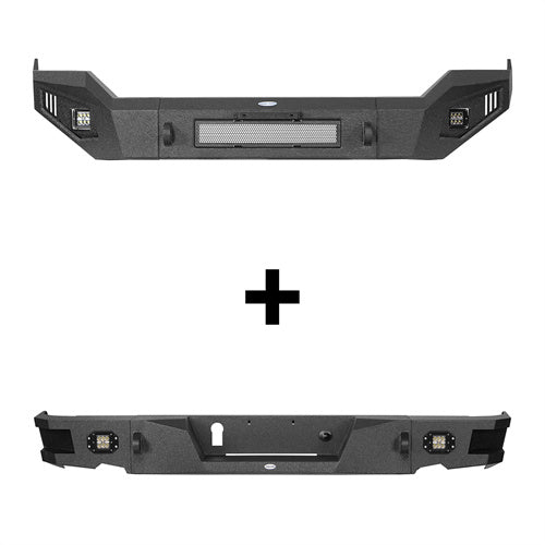 Full Width Front Bumper w/ LED Spotlights For 2013-2018 Dodge Ram 1500 (Excluding Rebel)- Hooke Road