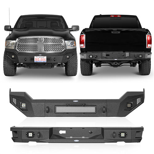 Aftermarket Full Width Front & Rear Bumper For 2013-2018 Dodge Ram 1500 (Excluding Rebel)- Hooke Road