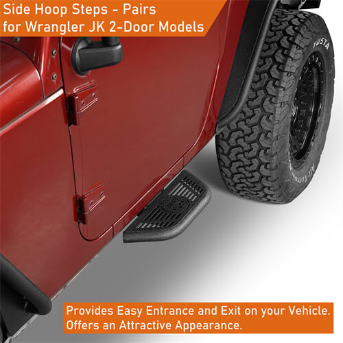 Load image into Gallery viewer, Side Hoop Steps Kit Jeep Wrangler Parts For 2007-2018 Jeep Wrangler JK 2-Door - Hooke Road b2095s 14