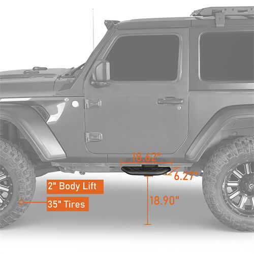 Load image into Gallery viewer, Side Hoop Steps Kit Jeep Wrangler Accessories For 2018-2023 Jeep Wrangler JL 2-Door - Hooke Road b3060s 9