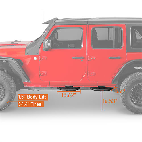 Load image into Gallery viewer, Side Hoop Steps Kit Jeep Wrangler Parts For 2018-2023 Jeep Wrangler JL 4-Door - Hooke Road b3059s 10