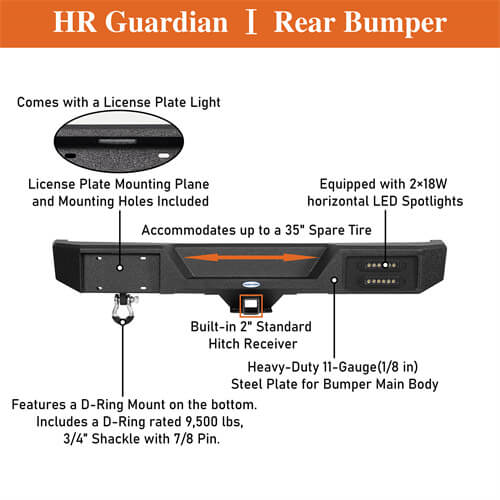 Load image into Gallery viewer, 2007-2018 Jeep Wrangler JK Rear Bumper 4x4 Jeep Parts Aftermarket Bumpers - Hooke Road b2088s 16