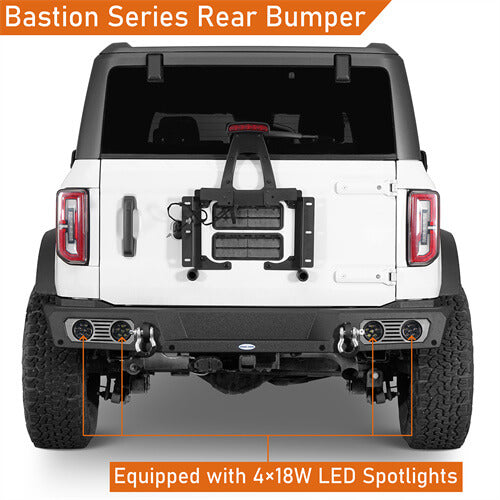 Load image into Gallery viewer, Aftermarket Rear Bumper Off Road Parts w/D-Rings & LED Lights For 2021-2023 Ford Bronco Excluding Raptor - Hooke Road b8923s 13