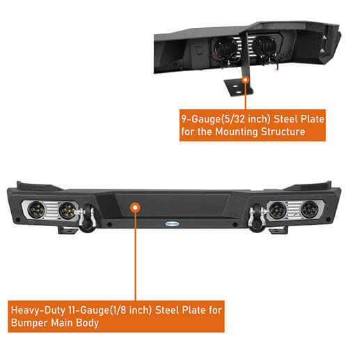 Load image into Gallery viewer, Aftermarket Rear Bumper Off Road Parts w/D-Rings & LED Lights For 2021-2023 Ford Bronco Excluding Raptor - Hooke Road b8923s 17