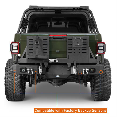 Load image into Gallery viewer, 2020-2024 Jeep Gladiator JT Rear Bumper w/Swing Arms & Tire Carrier & Jerry Can Holder 4x4 Truck Parts - Hooke Road b7018s 15