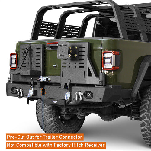 Load image into Gallery viewer, 2020-2024 Jeep Gladiator JT Rear Bumper w/Swing Arms & Tire Carrier & Jerry Can Holder 4x4 Truck Parts - Hooke Road b7018s 16