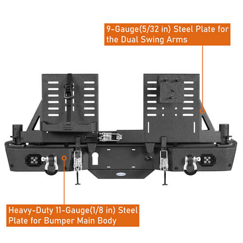 Load image into Gallery viewer, 2020-2024 Jeep Gladiator JT Rear Bumper w/Swing Arms & Tire Carrier & Jerry Can Holder 4x4 Truck Parts - Hooke Road b7018s 21
