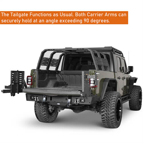 Load image into Gallery viewer, 2020-2024 Jeep Gladiator JT Rear Bumper w/Swing Arms & Tire Carrier & Jerry Can Holder 4x4 Truck Parts - Hooke Road b7018s 23