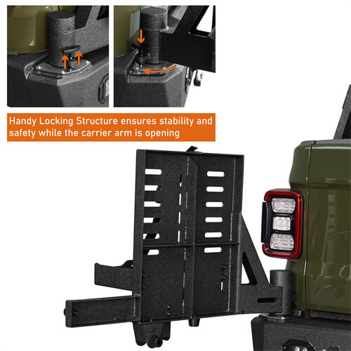 Load image into Gallery viewer, 2020-2024 Jeep Gladiator JT Rear Bumper w/Swing Arms & Tire Carrier & Jerry Can Holder 4x4 Truck Parts - Hooke Road b7018s 24