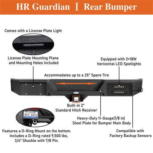 Load image into Gallery viewer, 2018-2024 Jeep Wrangler JL Rear Bumper 4x4 Jeep Parts Aftermarket Bumpers - Hooke Road b3056s 17