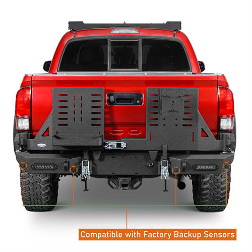 Load image into Gallery viewer, 2016-2023 Toyota Tacoma Rear Bumper w/Swing Arms & Tire Carrier & Jerry Can Holder 4x4 Truck Parts - Hooke Road b4215s 15