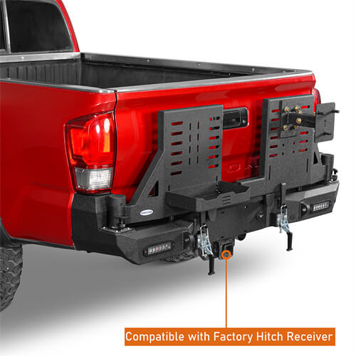 Load image into Gallery viewer, 2016-2023 Toyota Tacoma Rear Bumper w/Swing Arms & Tire Carrier & Jerry Can Holder 4x4 Truck Parts - Hooke Road b4215s 16