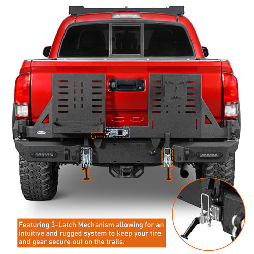 Load image into Gallery viewer, 2016-2023 Toyota Tacoma Rear Bumper w/Swing Arms & Tire Carrier & Jerry Can Holder 4x4 Truck Parts - Hooke Road b4215s 18