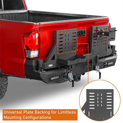 2016-2023 Toyota Tacoma Rear Bumper w/Swing Arms & Tire Carrier & Jerry Can Holder 4x4 Truck Parts - Hooke Road b4215s 20