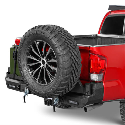 Load image into Gallery viewer, 2016-2023 Toyota Tacoma Rear Bumper w/Swing Arms & Tire Carrier & Jerry Can Holder 4x4 Truck Parts - Hooke Road b4215s 8