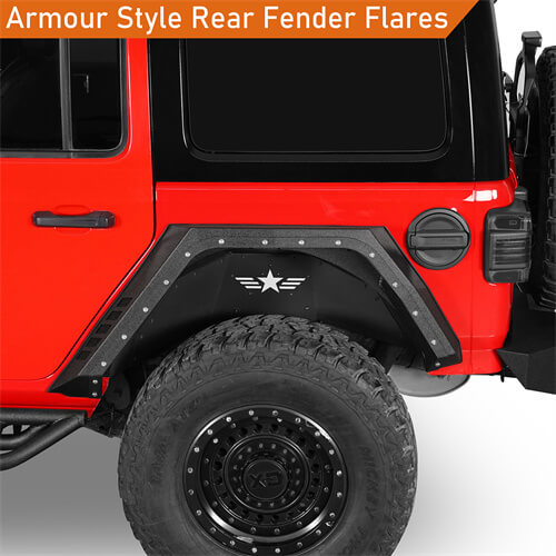 Load image into Gallery viewer, 2018-2024 Jeep Wrangler JL Rear Fender Flares Wheel Well Guards 4x4 Jeep Parts - Hooke Road b3064 10