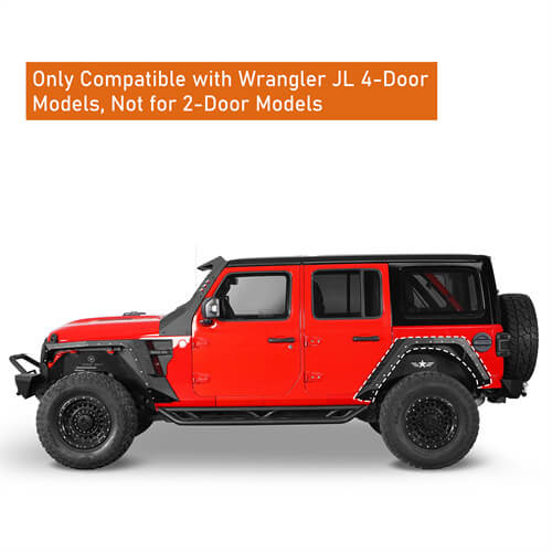 Load image into Gallery viewer, 2018-2024 Jeep Wrangler JL Rear Fender Flares Wheel Well Guards 4x4 Jeep Parts - Hooke Road b3064 15
