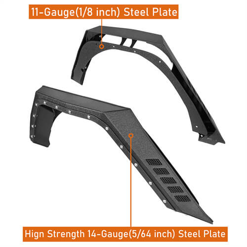 Load image into Gallery viewer, 2018-2024 Jeep Wrangler JL Rear Fender Flares Wheel Well Guards 4x4 Jeep Parts - Hooke Road b3064 16
