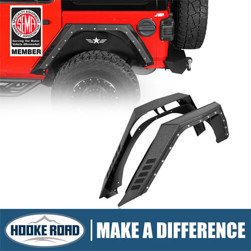 Load image into Gallery viewer, 2018-2024 Jeep Wrangler JL Rear Fender Flares Wheel Well Guards 4x4 Jeep Parts - Hooke Road b3064 1