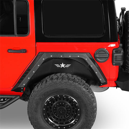 Load image into Gallery viewer, 2018-2024 Jeep Wrangler JL Rear Fender Flares Wheel Well Guards 4x4 Jeep Parts - Hooke Road b3064 5