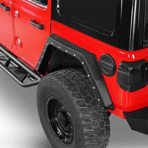Load image into Gallery viewer, 2018-2024 Jeep Wrangler JL Rear Fender Flares Wheel Well Guards 4x4 Jeep Parts - Hooke Road b3064 7