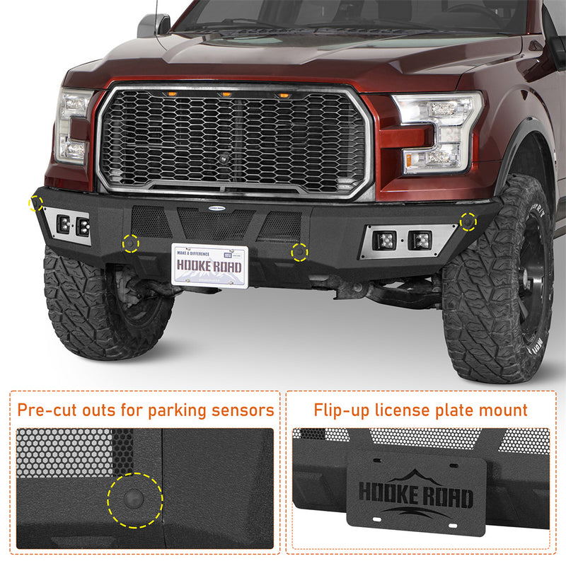 Load image into Gallery viewer, Hooke Road Aftermarket steel Front Bumper for 2015-2017 Ford F-150 b8294 6