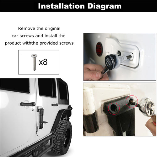 Load image into Gallery viewer, Hooke Road Aluminum Door Hinge Steps for 2007-2018 Jeep Wrangler JK & 2018-2024 JL mmr20140 9