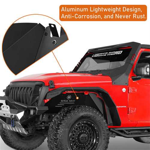 Load image into Gallery viewer, Hooke Road Aluminum Front Inner Fender Liners for 2018-2024 Jeep Wrangler JL & 2020-2024 Gladiator JT b3075s 10