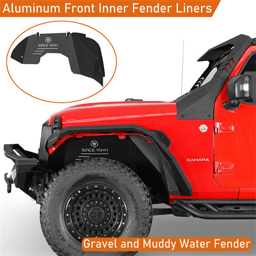Load image into Gallery viewer, Hooke Road Aluminum Front Inner Fender Liners for 2018-2024 Jeep Wrangler JL & 2020-2024 Gladiator JT b3075s 8