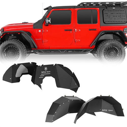“Since 1941 ” Aluminum Front & Rear Inner Fender Liners For 2018-2025 Jeep Wrangler JL (Excluding Rubicon 3.6L Engine)- Hooke Road